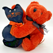 Dan Dee Halloween Orange Bear and Black Cat Plush Stuffed Animal Toy 6&quot; SKUBB27 - £11.98 GBP