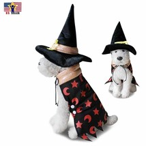 Witch Pet Costume Uniform Dress Up Cute Dog Cat Funny Cosplay Halloween Party US - £7.60 GBP+