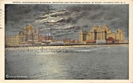 Atlantic City NY~DENNIS-MARLBOROUGH-BRIGHTON-TRAYMORE Hotels By Nigh Postcard - £8.03 GBP