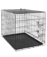 Dog Crate Kennel Folding Metal Pet Cage 2 Door With Tray Pan Indoor Dura... - £82.55 GBP