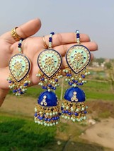 Top Quality Bollywood Fashion Bridal Tikka Dangle Earrings B0026 - £39.70 GBP