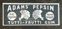 Vintage 1895 Adam&#39;s Pepsin Tutti-Frutti Chewing Gum Original Ad 1021 - $6.64