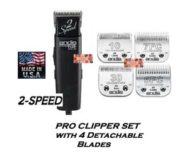 Andis Ag Pro Plus 2-Speed Clipper SET&amp;4 Ultraedge Blades*Pet Dog Horse Grooming - £252.57 GBP