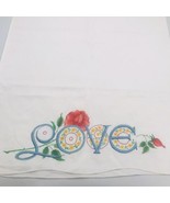 Vintage Love w/ Roses White Pillow Cover Open Ended Fabric 21&quot; x 30&quot;  - £9.71 GBP