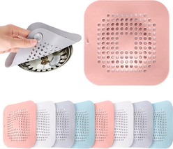 Whaline 8Pcs Shower Hair Drain Catcher With Suction Cup Convex Cover Sil... - $23.99
