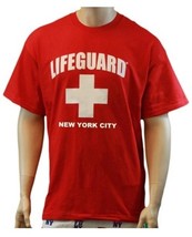 Lifeguard T-Shirt New York City Official Licensed Life Guard Tee Red - £7.86 GBP