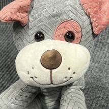 Hug Fun Puppy Dog 9” Plush Gray Pink Chevron Texture Design Stuffed Animal Toy - £12.76 GBP