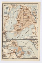 1914 Original Antique Map Of Stralsund MECKLENBURG-VORPOMMERN Germany - £16.86 GBP