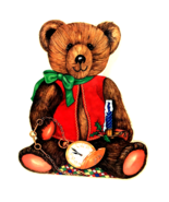 Vintage Teddy Bear Wood Christmas Wall Plaque hanging Holiday Decor Nost... - £18.75 GBP