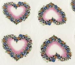 M103 - Ceramic Waterslide Vintage Decal - 10 Hearts - 1.25&quot; - $1.50
