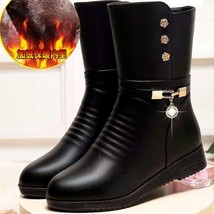 PU Leather Women&#39;s Boots Platform Winter New Women&#39;s Party with Snow Boots Mothe - £37.94 GBP