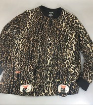 Nick &amp; Nora M Leopard Animal Print One Piece Fleece Footed Pajamas - £18.88 GBP