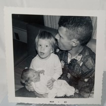 Vintage Photo Picture Original One Of A Kind Father Toddler Newborn Baby 1965 - £6.35 GBP