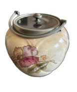 Rare Vintage Royal Bonn Blush Ware Rose &amp; Curlicue Barrel Jar 5.5” | Bis... - £163.68 GBP
