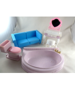 Doll Furniture Barbie and smaller, couch sofa dressing table toilet plas... - $33.83 CAD