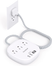 Flat Plug Power Strip, 6Ft Ultra Flat Extension Cord - 3 Outlets 4 USB P... - $19.10