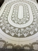 VTG Ecru color Lace Tablecloth floral patern Quaker 62&quot; x 88&quot; table deco... - £51.25 GBP