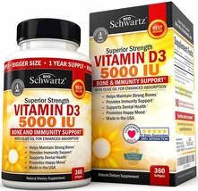 Bio Schwartz Vitamin D3 Bone Immunity Dietary Supplement 5,000 IU (360 Softgels) - £15.68 GBP