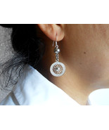 Sup Silver Dharma Wheel Earrings, Womens Earrings, Dharmachakra Jewelry ... - £35.97 GBP