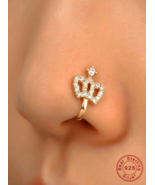Cubic Zirconia Crown Sterling Silver Nose Cuff - £12.59 GBP