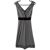 Connected Apparel Dress Size 12 Large Black White Fit n Flare Polyester ... - $10.79