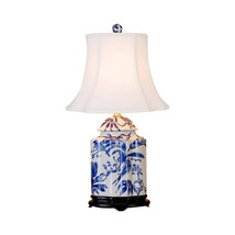 Chinese Blue and White Porcelain Tea Caddy Bird Motif Table Lamp 22&quot; - £205.00 GBP