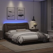 Modern Brown Faux Leather Queen Size Bed Frame With LED Lights Headboard Base - £317.06 GBP