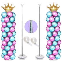 Balloon Column Kit Set Of 2, Balloon Stand For Floor With Base And Metal Telesco - £28.83 GBP