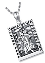 St Christopher Necklace Sterling Silver Saint Medal - £141.06 GBP