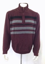 Midtown Men&#39;s Large Maroon Gray Long Sleeve Quarter Zip Mock Neck Sweater - £9.37 GBP