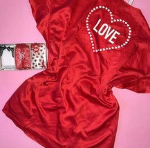 Victoria&#39;s Secret S,M thong lot+ROBE RED white pink black HEART LOVE Val... - £70.38 GBP