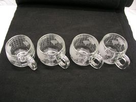 Nestle Clear World Map Globe Etched Glass Coffee Tea Cup Mug Vintage 197... - $19.72 CAD