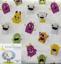 LITTLE MONSTER DREAMS MULTI-COLOR 3PC TWIN SHEETS BEDDING SET NEW - £29.19 GBP