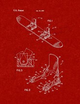 Plateless Snowboard Binding Device Patent Print - Burgundy Red - $7.95+