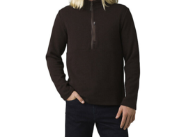 New Mens L Prana NWT Route Tracker 1/4 Zip Pocket Wool Oak Dark Brown Sweater - £144.12 GBP
