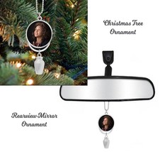 Mini Urn &amp; Photo Medallion Christmas Ornament - £23.47 GBP