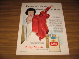 1955 Print Ad Phillip Morris Cigarettes Pretty Lady Changes Her Dress - £12.38 GBP