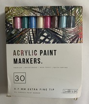 30 Premium Water-Based Acyriclic Paint Markers Quick Dry Acrylic .7mm Tip Pen - £19.94 GBP
