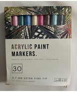 30 Premium Water-Based Acyriclic Paint Markers Quick Dry Acrylic .7mm Ti... - £19.62 GBP