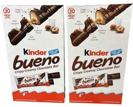 2 Packs Kinder Bueno Crispy Creamy Chocolate Bars, 20 ct Box. Krispy Wafer, Nut - £32.49 GBP