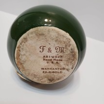 F&M Artware Vase, Green with 22K Gold Trim, Handmade Ceramic Bud Vase, 8" image 5