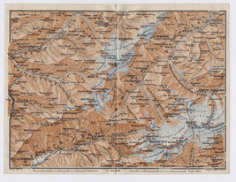 1910 Antique Map Of Pfitsch Zams Valley / Tyrol / Austria / Italy - £24.22 GBP