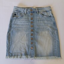 KanCan Los Angeles KC5145L Women's Blue Front Button Frayed Denim Skirt Size S image 11