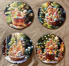 SET OF 4 GINGERBREAD MAN COASTERS  CUTE COLORFUL - $9.89