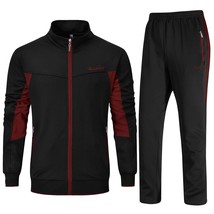 Men&#39;S Tracksuits 2 Piece Running Jackets Athletic Pants Sports Suit With... - £62.92 GBP