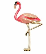 Stunning vintage look gold plated pink enamel big flamingo brooch broach pin b61 - £14.95 GBP