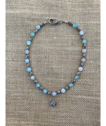 “Ocean Bay” Agate Necklace With Druzy Droplet Necklace Made In USA Free ... - £25.28 GBP