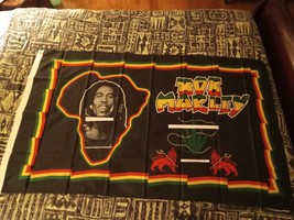 BOB MARLEY HUGE FABRIC FLAG 34 1/4X59 1/2 INCHES!! WITH POT LEAFS&amp;LIONS ... - $19.99