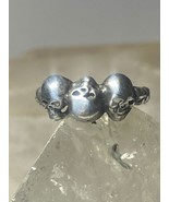 Skull ring skulls band sterling silver biker women - $1,059.76 MXN