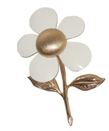 Vintage Sarah Coventry Daisy Pin White Enamel Gold Tone 60s 70s Classy J... - £13.54 GBP